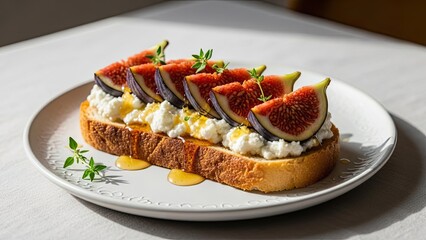 Fresh Fig Toast with Ricotta Cheese.