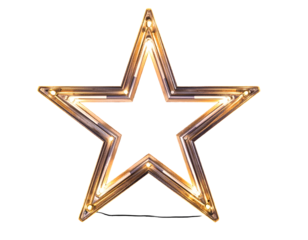Illuminated metal star decoration, glowing from within