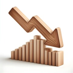 wooden downwards arrow for growing business isolated in garde