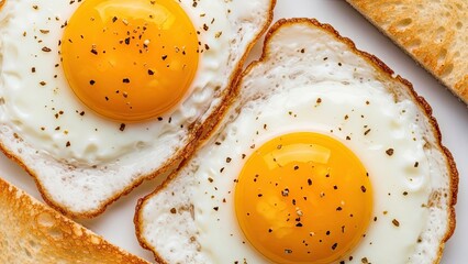Fried Eggs on Toast with Pepper.