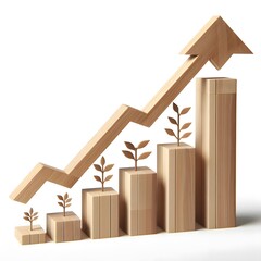 Green upward trending arrow with bars