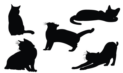 Collection of cat silhouettes in various poses.