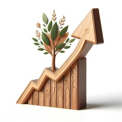 Green upward trending arrow with bars