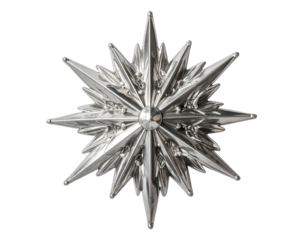 Metallic starburst ornament with sharp, reflective points