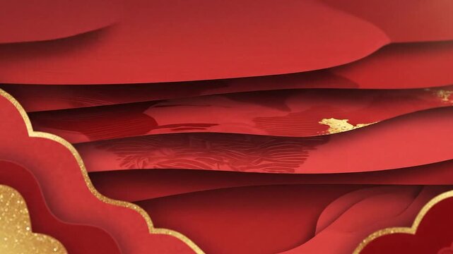 Elegant abstract background with rich red and shimmering gold layers, evoking a festive and luxurious atmosphere, perfect for cultural celebrations or modern design
