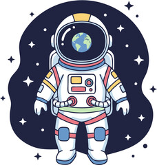 Fototapeta premium Astronaut Exploring Outer Space Surrounded by Stars and Galaxies