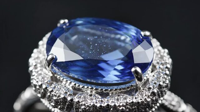 Sapphire Shimmers Catching Light in Celestial Display Ring