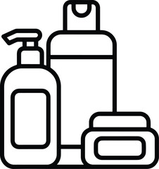 Obraz premium Outline of different beauty products in black and white