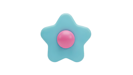 3D Rendered Blue Star with Pink Center