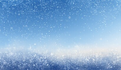 Snowy scene with falling snowflakes and blue sky background for winter designs