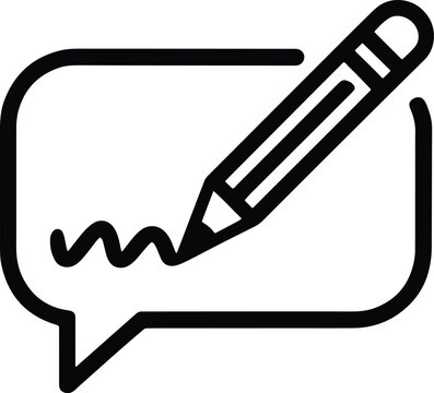 Pencil writing in a speech bubble illustration