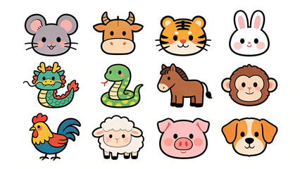 Fototapeta premium Chinese shio animals chinese new year vector