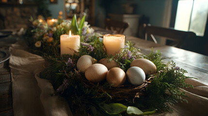 candles and christmas decorations