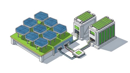 Sustainable Data Center with Solar Panels.