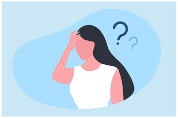 Confused man with question mark Human brain, memory loss and mental health problem. Neurology therapy. vector	
