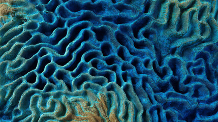  High nation-geographic close-up shoot in blue ocean of a complex brain coral
