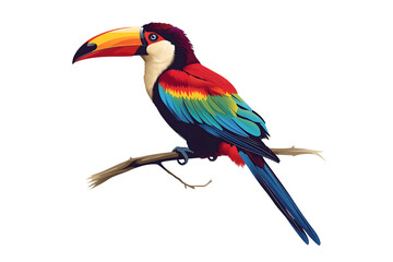 Obraz premium Colorful Bird Vector Illustration with Rainbow Feathers