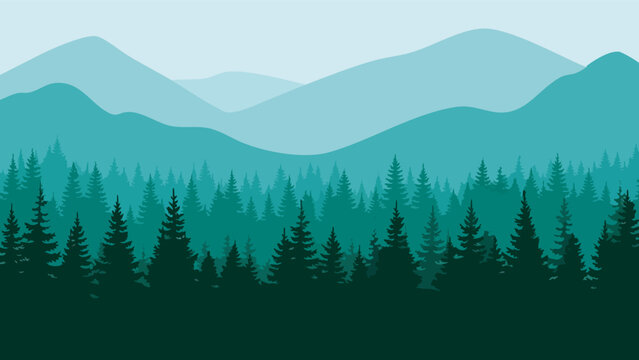 Serene mountain forest landscape