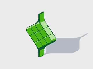 Ketupat isometric vector illustration with shadow