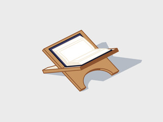 Open Quran isometric vector illustration with shadow