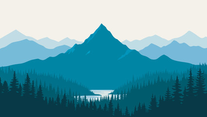 Serene mountain landscape at dusk