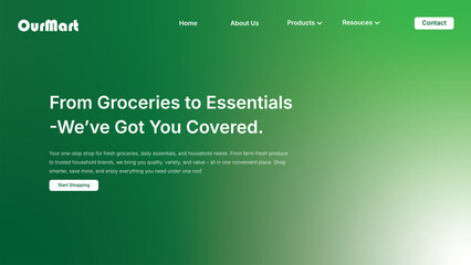 Grocery store website landing page design template, online store landing page ui design