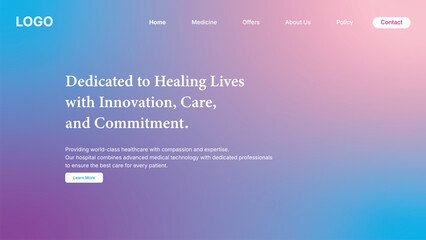 Minimal hospital website landing page design template, Hospital landing page ui design