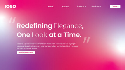 Beauty Purlor website landing page design template, Beauty Purlor landing page ui design