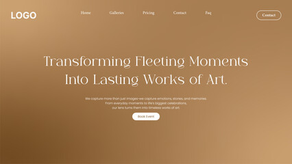 Photography agency website landing page design template, Photographer agency landing page ui design