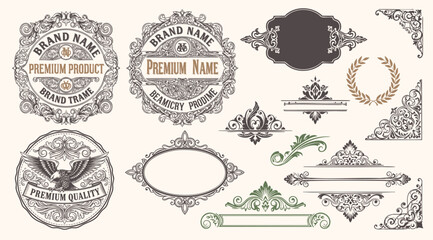 Vintage Baroque Victorian frame border, frame flower pattern vector floral engraved ornament retro decorative design. filigree calligraphic heraldic shield swirl