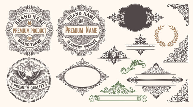 Vintage Baroque Victorian frame border, frame flower pattern vector floral engraved ornament retro decorative design. filigree calligraphic heraldic shield swirl