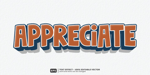 Editable Appreciate 3D Cartoon Text Effect for February Friendship | Premium Font Template