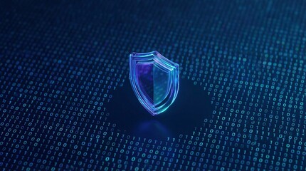 Abstract Cybersecurity Shield Concept on Digital Background