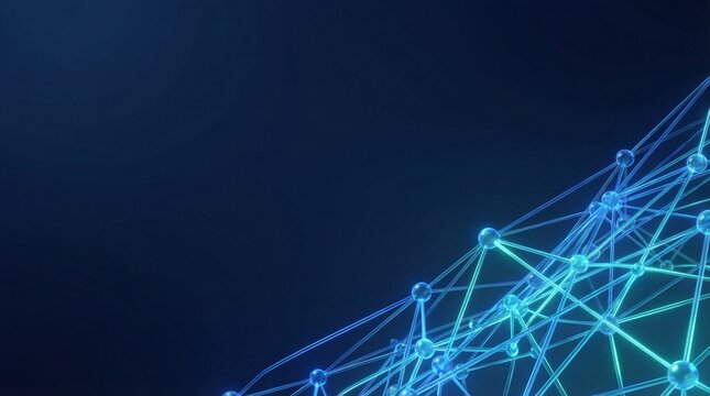 Abstract Digital Network Connection with Glowing Lines and Nodes - Powered by Adobe