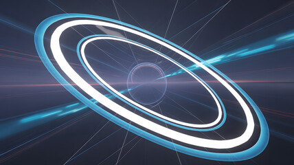 Glowing blue ring in space with light effects