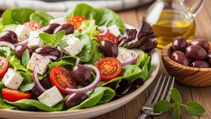 Fresh Greek Salad with Olives.