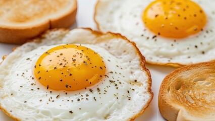 Fried Eggs with Toast and Pepper.