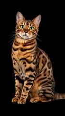 Bengal Cat with Rosetted Coat and Piercing Green Eyes
