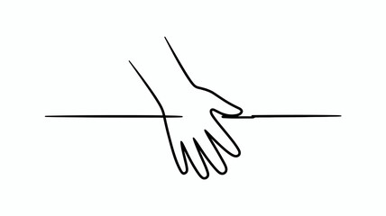 Hand reaching across line