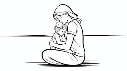 Woman comforting child