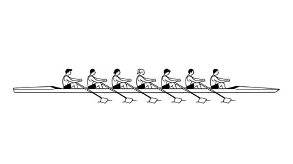 Team rowing in synchronization