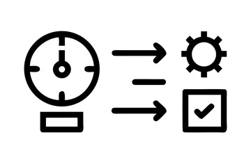 A serene landscape of a mountain range at sunset with a peaceful ocean