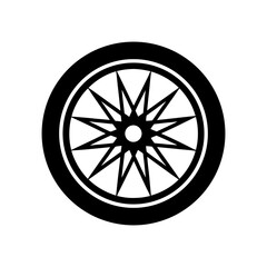 Obraz premium Bicycle Wheel Silhouette Icon Cycling Sport Vector.