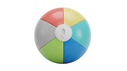 Colorful Beach Ball with Number Zero