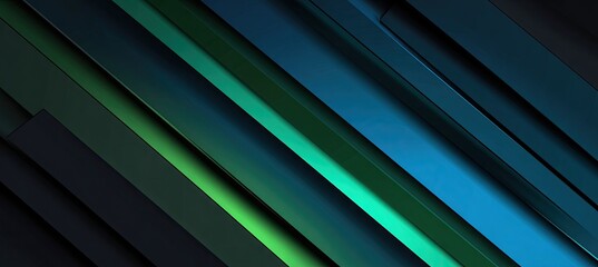 Obraz premium Abstract geometric background with diagonal lines and gradients of blue and green colors