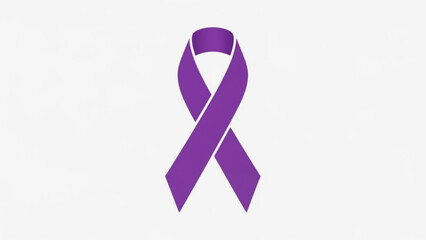 Purple Ribbon Symbolizing Awareness on White Background