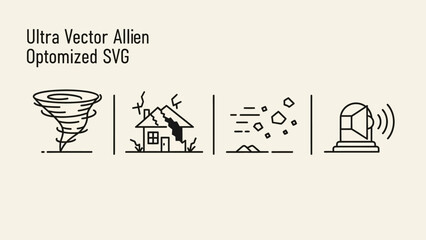 Disaster Alert Symbols Clean Flat Vector
