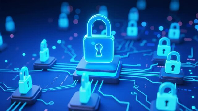 Zero trust security cloud data protection network system vpn connection technology smart business ai secure digital padlock lock protection data network cloud system vpn connection secure padlock