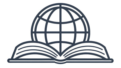 Global education and knowledge concept with open book and world globe