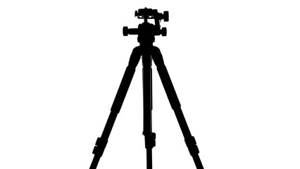 Silhouette of a professional photography tripod, a sturdy and versatile camera support essential for stable shots and creative angles